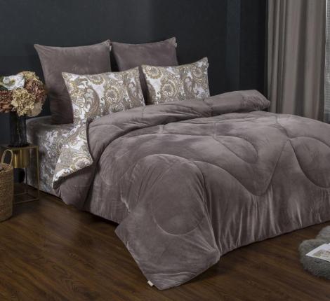 Постельное белье с одеялом "Kazanov.A." Орлеан (капучино жемчуг) Велюр/Egypt Cotton, Евро