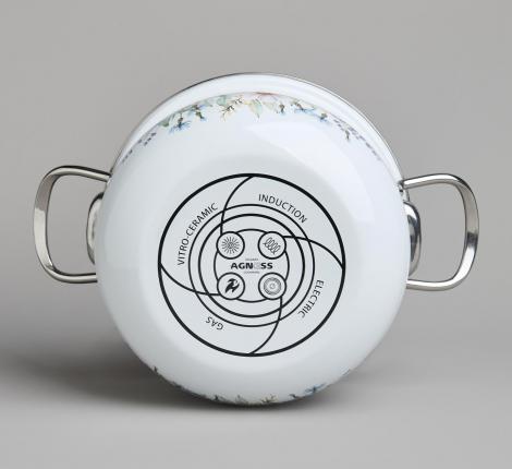 Набор эмалированных кастрюль с крышкой "ДВОРЦОВЫЙ ПАРК", на 4 предмета