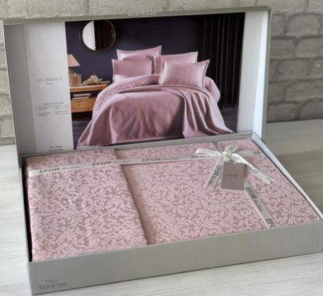 Покрывало жаккардовое EFOR "FLORANSA" 240х260, пудровый