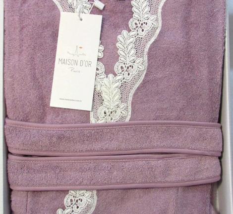 Халат женский махровый Maison D'or "DINA LONG" фиолетовый, XL(50)-XXL(52)