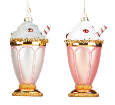 Ёлочная игрушка 2 шт. "МОРОЖЕННОЕ", розовый с зеленым