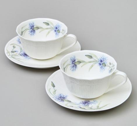 Чайный набор "ВАСИЛЬКИ" на 2 персоны, 4 предмета (330 мл)