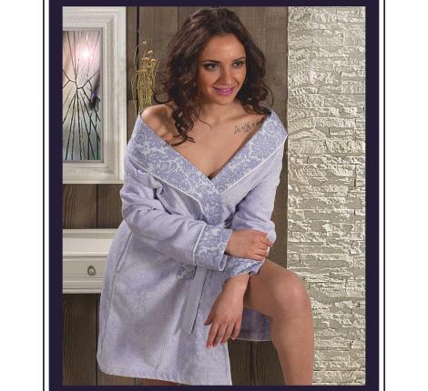 Халат женский махровый Maison D'or "ROSE MARINE" бежевый, XS(42)-S(44)