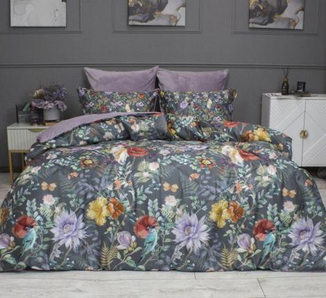 Постельное белье с одеялом "Kazanov.A." Маки (графит лаванда) Велюр/Egypt Cotton, Семейный