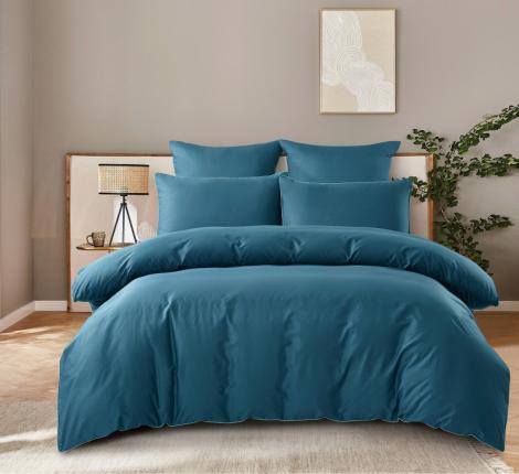 Постельное бельё "KARTEKS" сатин однотонный с кантом HK-07 (тёмно-зелёный), Евро