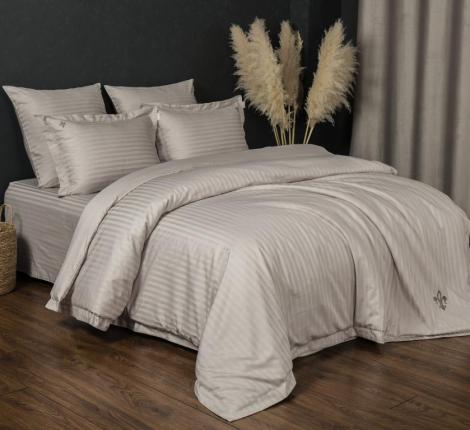 Постельное белье "Kazanov.A." Stripe Royal (бежевый крем) Страйп Сатин, Евро