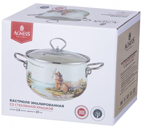 Кастрюля эмалированная со стеклянной крышкой "FAMILY HOUSE", 2,8 л