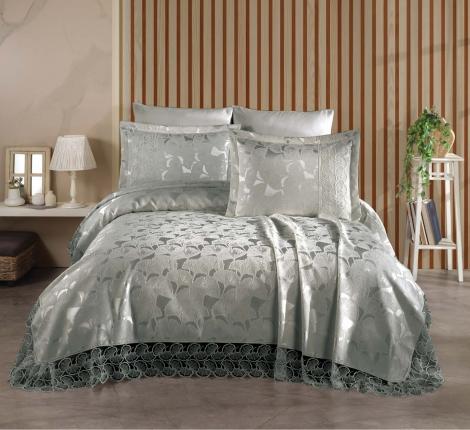 Гобеленовое покрывало "DO&CO" 240х260 (50x70-2 шт.) KARANFIL, серый