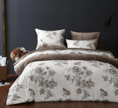 Постельное белье с одеялом "Kazanov.A." Джейн (бежевый жемчуг) Велюр/Egypt Cotton, Евро