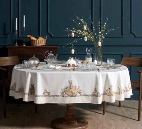 Скатерть овальная с пропиткой "ЛАВАНДОВАЯ ВЕСНА", 160х220 см