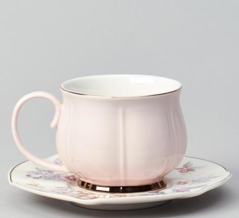 Чайный набор "ВРЕМЕНА ГОДА" 42-566 на 6 персон, 12 предметов (250 мл), розовый