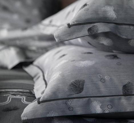 Постельное бельё "Blanc des Vosges" KYOTO GRAPHITE сатин-жаккард, Евро