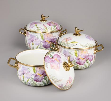 Набор эмалированных кастрюль с крышкой "IRISES", 6 предметов