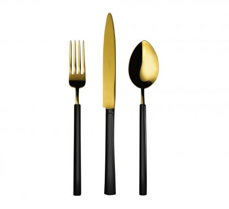 Набор столовых приборов "VINTAGE" MAT BLACK&GOLD 97 на 6 персон, 24 предмета