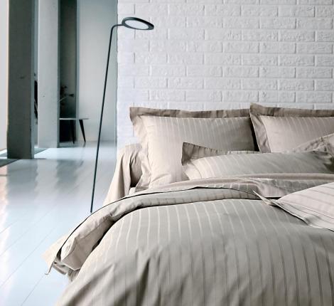 Наволочка "Blanc des Vosges" DIVINE CHANVRE (бежевый) страйп сатин, 50х70