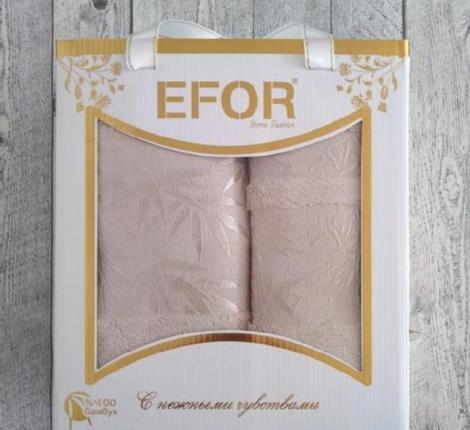 Набор бамбуковых полотенец EFOR "YAPRAK" (50*90,70*140), кремовый