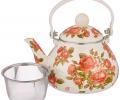 Чайник эмалированный со съёмным фильтром "КОРЕЙСКАЯ РОЗА", 1,3 л