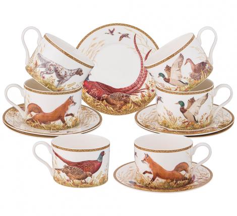 Чайный набор "ОХОТА" на 6 персон, 12 предметов, 300 мл