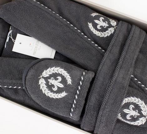 Халат мужской махровый с капюшоном Maison D'or "SEYMOUR" антрацит, 3XL(54)/4XL(56)