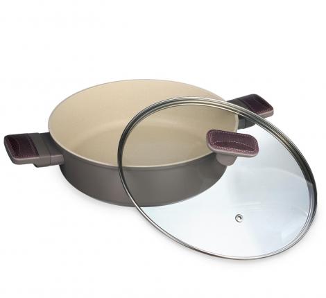 Сотейник с крышкой "AGNESS"  902-105 с антипригарным покрытием PFLUON MARBLE, 26*7,5 см