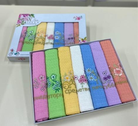 Набор вафельных салфеток "AMBIELLA" ЦВЕТЫ, 40х60-7 шт.