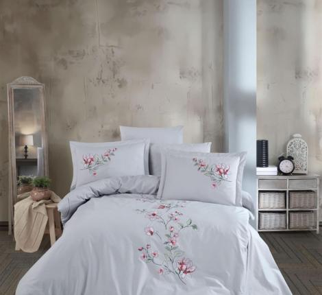 Постельное бельё "DANTELA VITA" поплин с вышивкой STELLA, Евро