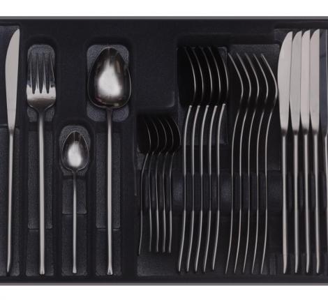 Набор столовых приборов "HERDMAR" STICK BLACK 26 на 6 персон, 24 предмета