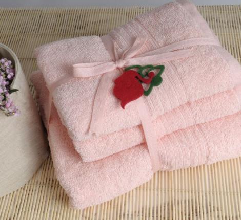 Shalla полотенца Somon (св. розовый) набор 3шт, 40x70+50x90+70x140