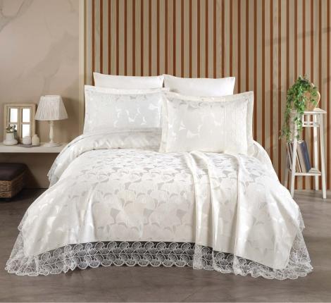 Гобеленовое покрывало "DO&CO" 240х260 (50x70-2 шт.) KARANFIL, кремовый