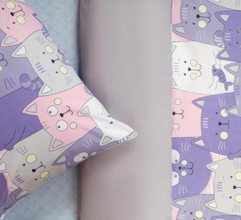 Постельное белье "Siberia" Котята (сиреневый) Ранфорс, 1,5 спальный