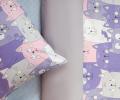 Постельное белье "Siberia" Котята (сиреневый) Ранфорс, 1,5 спальный