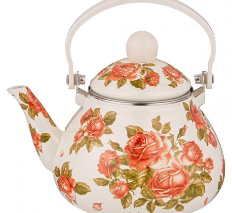 Чайник эмалированный со съёмным фильтром "КОРЕЙСКАЯ РОЗА", 1,3 л