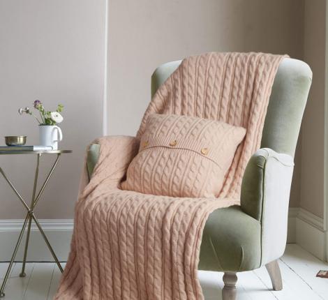 Плед вязаный "Sofi de Marko" Джовани (пепельно-розовый), 100х140