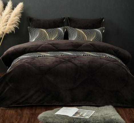 Постельное белье с одеялом "Kazanov.A." Байрон (трюфель) Велюр/Egypt Cotton, Евро