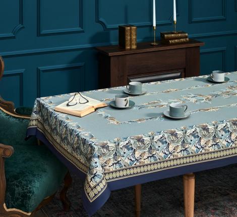 Скатерть с пропиткой "ЛИСТЬЯ МОРРИСА" 140х300 см, синий