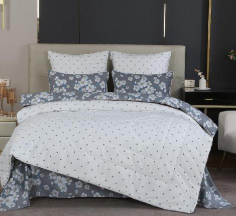 Постельное белье с одеялом "Kazanov.A." Зара (графит жемчуг) Сатин, 1,5 спальный