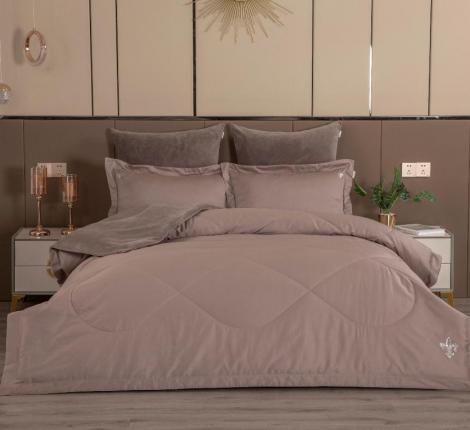 Постельное белье с одеялом "Kazanov.A." Lindor Fluffy (капучино трюфель) Велюр/Egypt Cotton, Евро