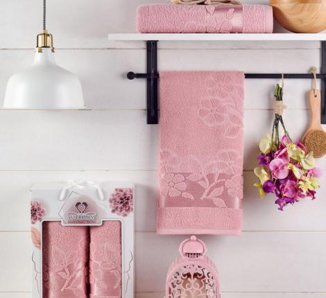 Комплект махровых полотенец "TWO DOLPHINS" (50x90/70х140) 2 шт.ERIN, пудра