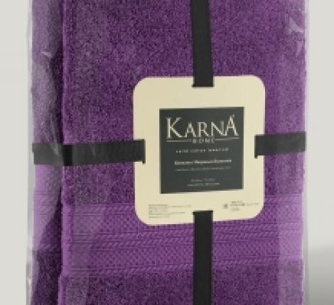 Комплект махровых полотенец &quot;KARNA&quot; SOLID 50х90/1 70x140/1, Фиолетовый