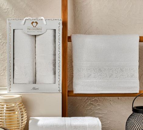 Комплект махровых полотенец "TWO DOLPHINS" (50x90/70х140) 2 шт. MARI, кремовый