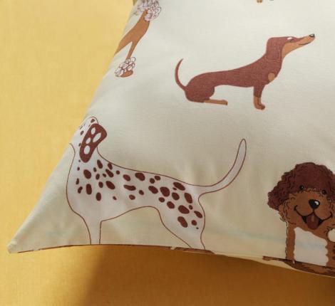 Постельное белье "Siberia" Собачки (желтый) Ранфорс, 1,5 спальный
