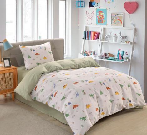 Постельное белье детское "Sofi de Marko" Динозаврики (зеленый) Сатин, 1,5 спальный