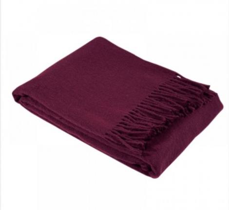 Плед шерсть мериноса Valtery (бордо) 100% шерсть, 170x200