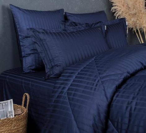 Постельное белье с одеялом "Kazanov.A." Stripe Le-Man (индиго) Страйп Сатин, Семейный