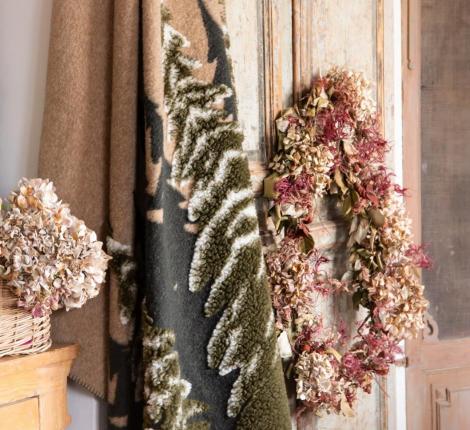 Плед шерстяной Frati "BOSCO" VERDE (бежево-зеленый), 150x190