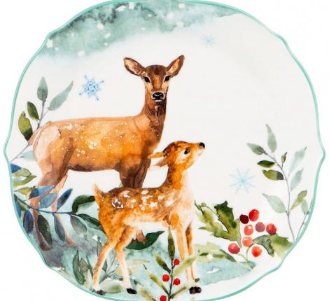 Тарелка закусочная "ЛЕСНАЯ СКАЗКА" ОЛЕНИ, диаметр 20,5 см