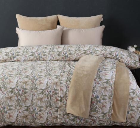 Постельное белье "Kazanov.A." Верде (жемчужно бежевый) Велюр/Egypt Cotton, Евро