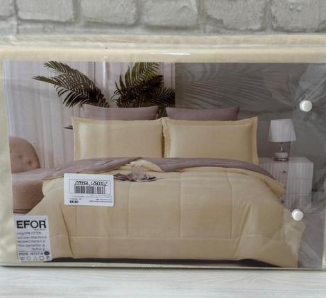 Постельное бельё EFOR SATEN GRI/K.KREM серый-шампань (4 наволочки), Евро