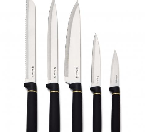 Набор кухонных ножей (5 шт.) и приборов "AGNESS" 671-221, 11 предметов