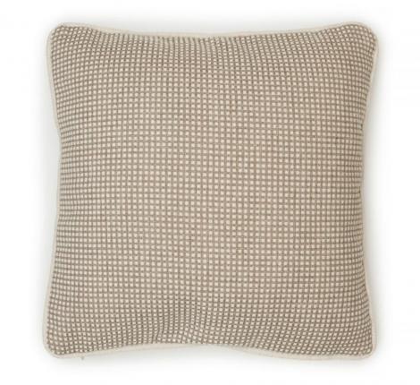 Подушка декоративная "CUBE" 40х40, коричнево-бежевая клетка (кант бежевый)